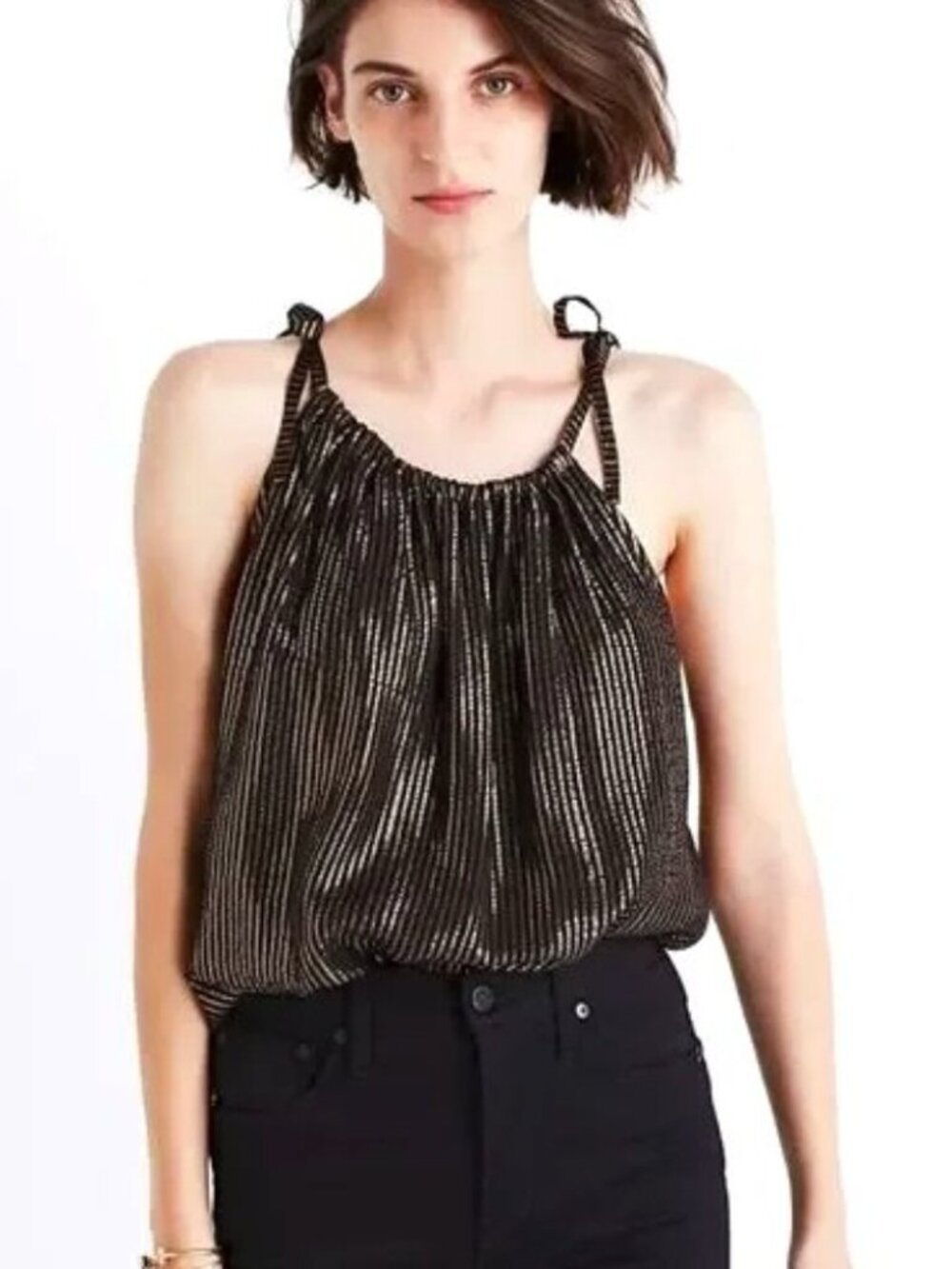 Madewell Metallic Gold and Black Tank Top